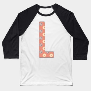 MONOGRAM LETTER L PINK FLORAL TYPOGRAPHY DESIGN Baseball T-Shirt